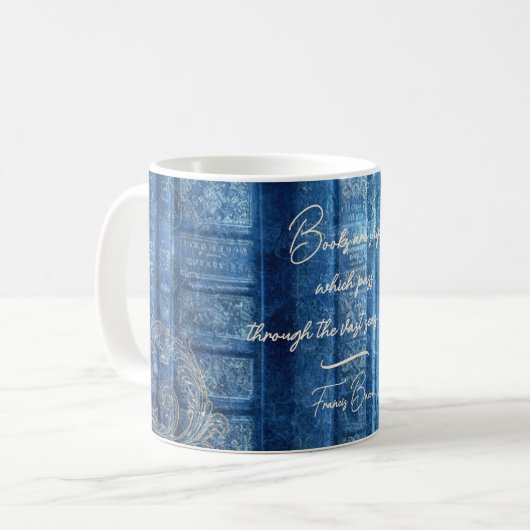 Mug Alte Bücher - goldene Ornamente - blau  |  (Devant gauche)