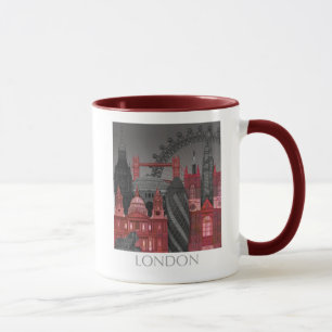 Mug Altitudes de Londres par nuit - rouge