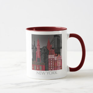 Mug Altitudes de New York par nuit - rouge