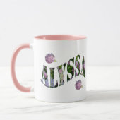 Mug Alyssa, Nom Logo Fait Avec Hydrangeas, (Gauche)