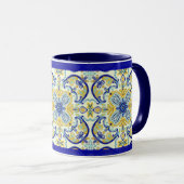 Mug Amalfi Tile Musique Bleu Jaune Turquoise (Devant droit)