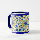 Mug Amalfi Tile Musique Bleu Jaune Turquoise (Devant gauche)