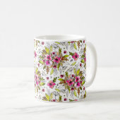 Mug Amanda Sketted rose et vert aquarelle Floral (Devant droit)