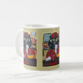 Mug Amateur de café Barista Cat Folk Art (Devant gauche)