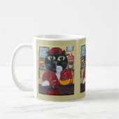 Mug Amateur de café Barista Cat Folk Art (Gauche)