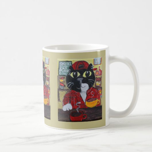Mug Amateur de café Barista Cat Folk Art (Droite)