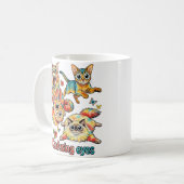 Mug Amateur de chat Fun Cat's Curious Quartet, Chat Mi (Devant gauche)