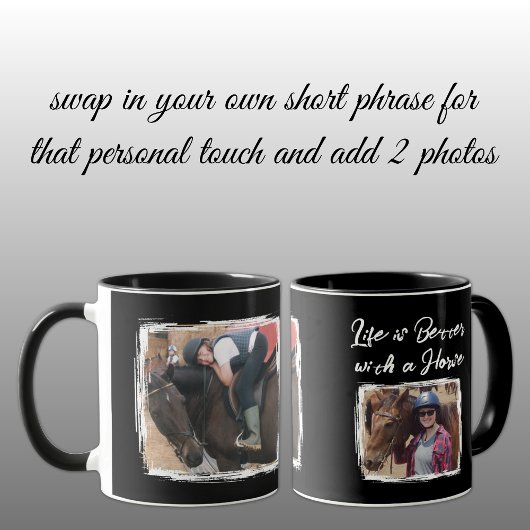 Mug Amateur de cheval 2 photo blanc noir