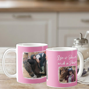 Mug Amateur de chevaux 2 photo blanc rose