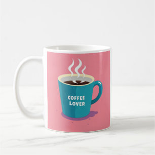Mug Amateur de coupe de café bleu rose minimaliste