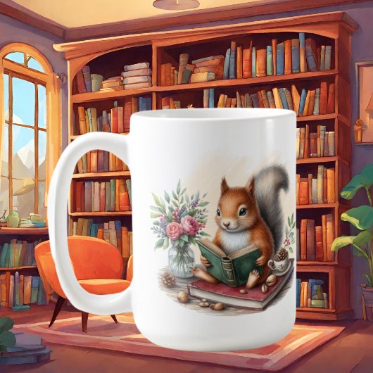 Mug Amateurs de livres d'écureuils mignons ajouter mon