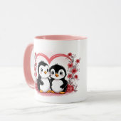 Mug Amateurs de pingouins en caricature mignonne Coeur (Devant gauche)