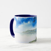 Mug Ambiance de l'aquarelle du paysage du lac Morning (Devant gauche)