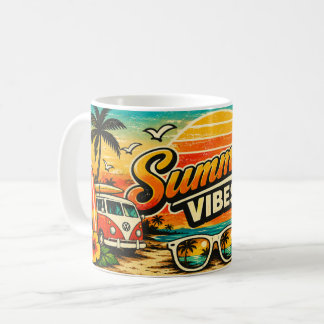 Mug Ambiance estivale coucher de soleil rétro sur la p