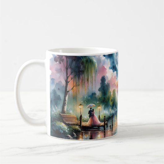 Mug Ambiance romantique Moonlight Watercolor Scène noc (Gauche)