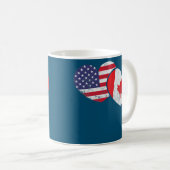 Mug America Canada Coeur Drapeau Américain Canadien (Devant droit)