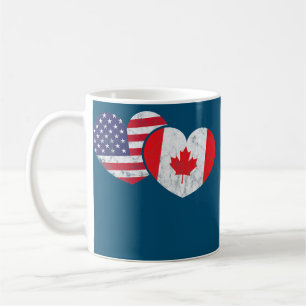 Mug America Canada Coeur Drapeau Américain Canadien