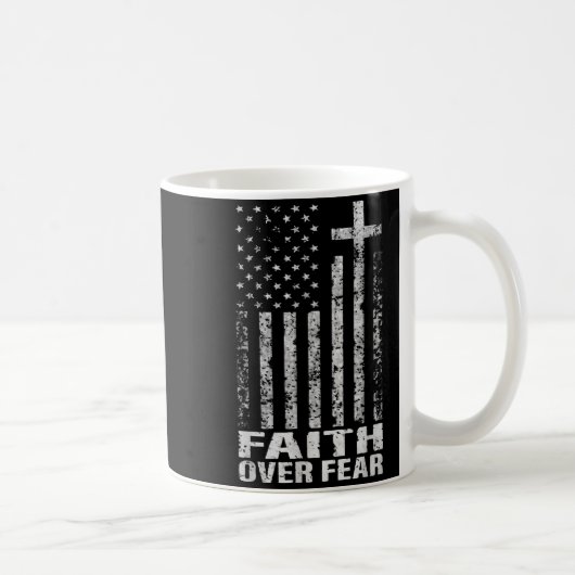 Mug America Pride Us Flag Faith Over Fear Christian Bi (Droite)