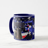 Mug American Bald Eagle, Bell et drapeau (Devant gauche)
