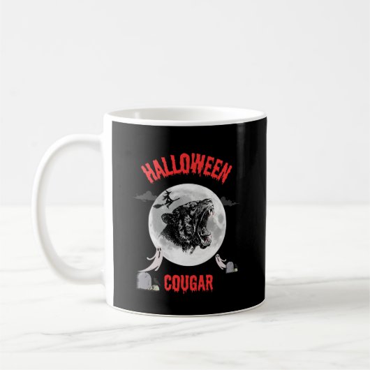 Mug american cougar on halloween night with crows (Gauche)