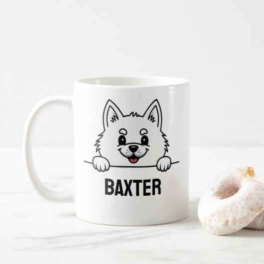 Mug American Eskimo Amoureux des chiens Nom personnali (Avec donut)