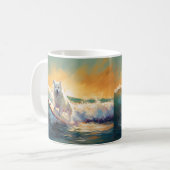 Mug American Eskimo Beach Surf Peinture (Devant gauche)