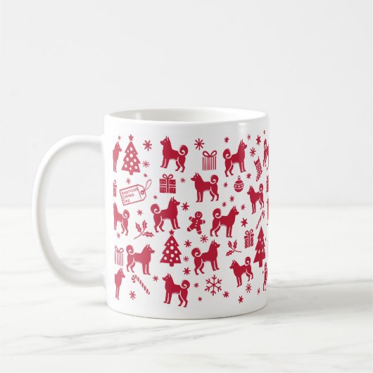Mug American Eskimo Chien Design de Noël (Gauche)