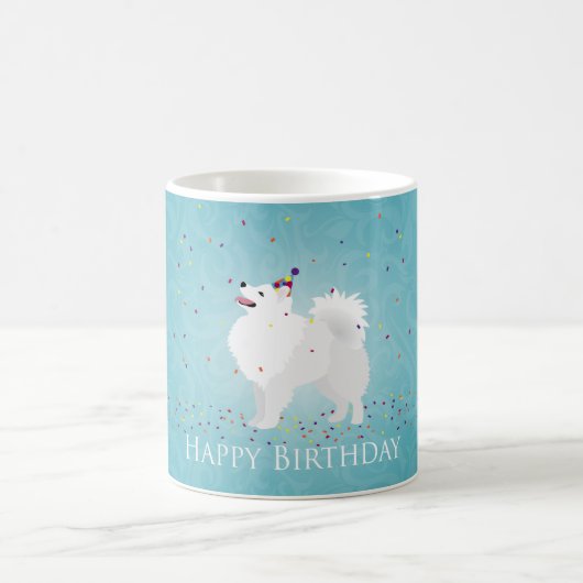 Mug American Eskimo Chien Joyeux Design d'anniversaire (Centre)
