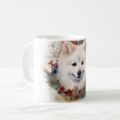 Mug American Eskimo Christmas Wreath Festive Pup (Devant gauche)