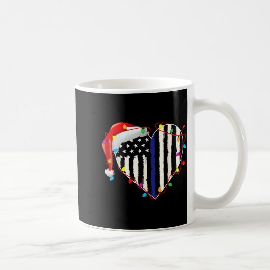Mug American Flag Blue Line Santa Hat Lice Christmas P (Droite)