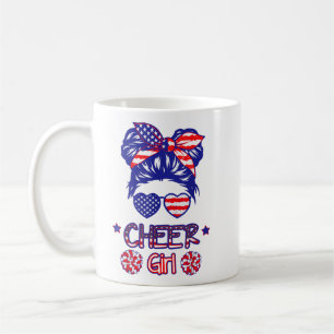 Mug American Flag Cheer Girl 4 juillet USA Patriotic C