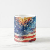 Mug American flag. Fireworks.  (Centre)