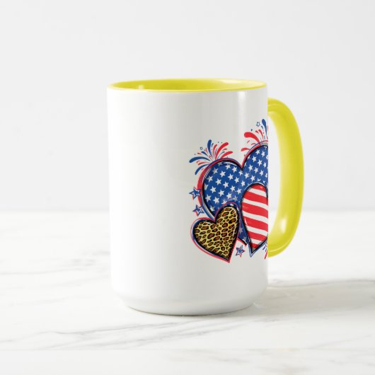 Mug American Flag Heart Leopard Sublimation-64210 (Devant droit)