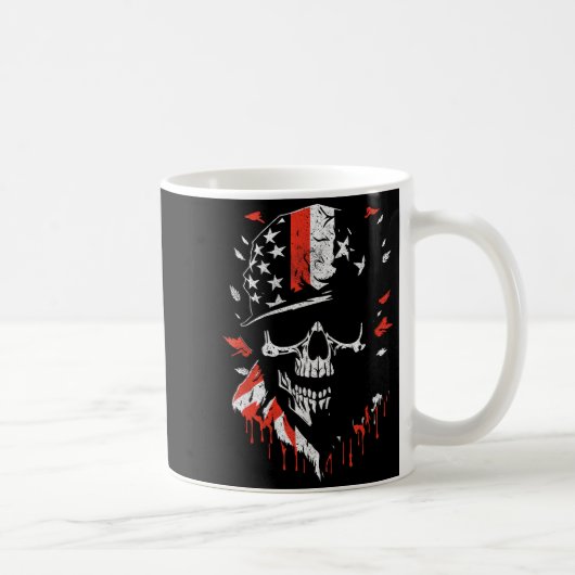 Mug American Flag Skull Soldier Patriotic Military Gra (Droite)