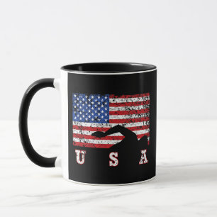 Mug American Flag Swimming USA Cadeau Swim Team Premiu