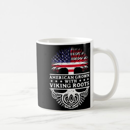 Mug American Grown With Viking Roots Us Flag Tree Men (Droite)