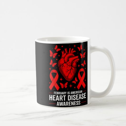 Mug American Heart Disease Awareness Month Ribbon Red  (Droite)