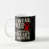 Mug American Heart Disease Awareness Month Ribbon Red (Gauche)