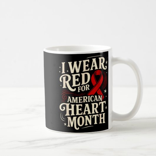 Mug American Heart Disease Awareness Month Ribbon Red (Droite)