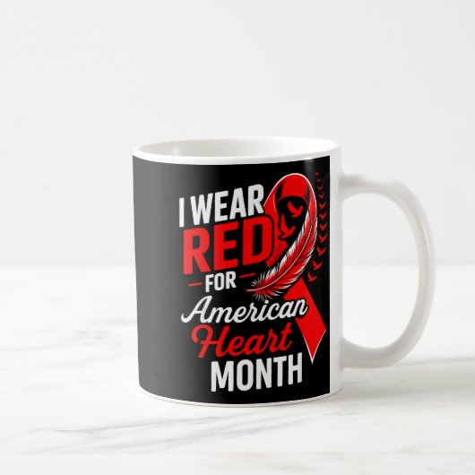 Mug American Heart Disease Awareness Month Ribbon Red  (Droite)