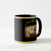 Mug American Quarter Horse au design de feuilles d'or (Devant droit)