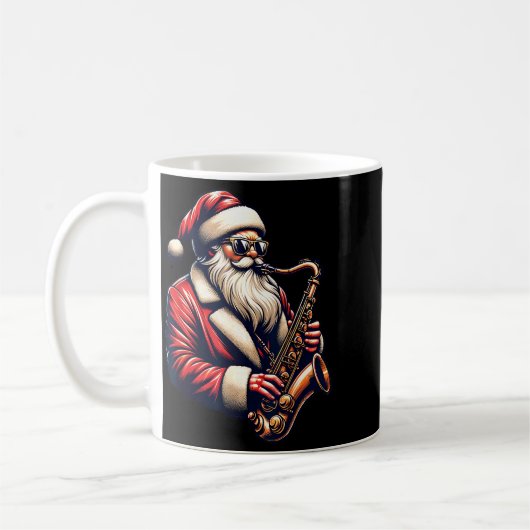 Mug American Santa Playing Saxophone Xmas Jazz Christm (Gauche)