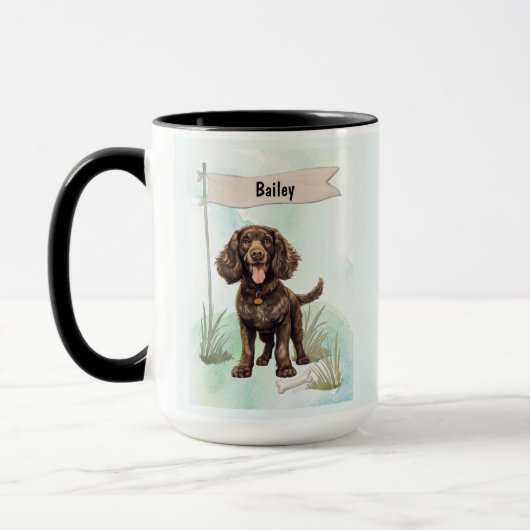 Mug American Water Spaniel Watercolor Personalized Dog (Gauche)