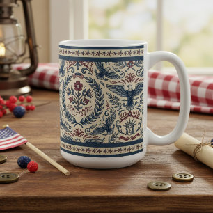 Mug Americana Eagles Fleurs Étoiles et Rayures ID1298
