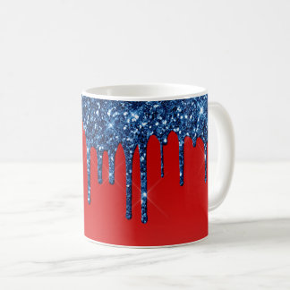 Mug Americana Red Blue Glitter Drip