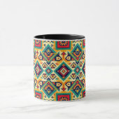 Mug Amérindien Design - Blue Rust Orange Noir (Centre)