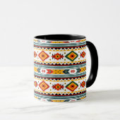 Mug Amérindien Design - Vert rouille Orange Jaune (Devant droit)