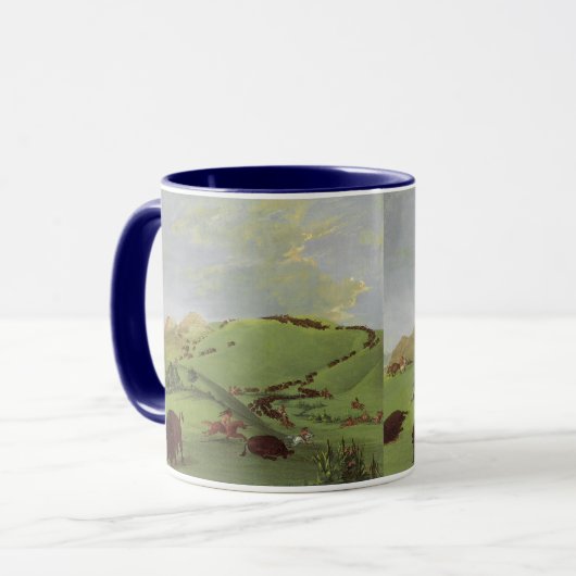 Mug Amérindiens d'époque, Buffalo Chase de Catlin (Devant gauche)