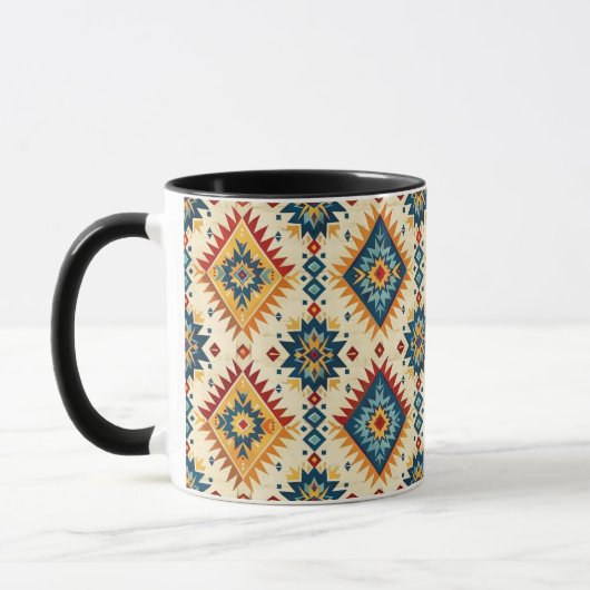 Mug Amérindiens Design Tons de Rouille Bleue Orange (Gauche)