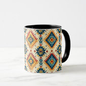 Mug Amérindiens Design Tons de Rouille Bleue Orange (Devant droit)